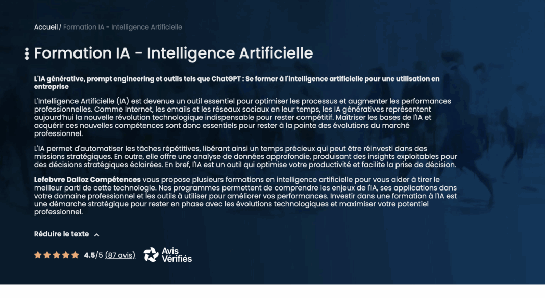 Présentation offre formation IA