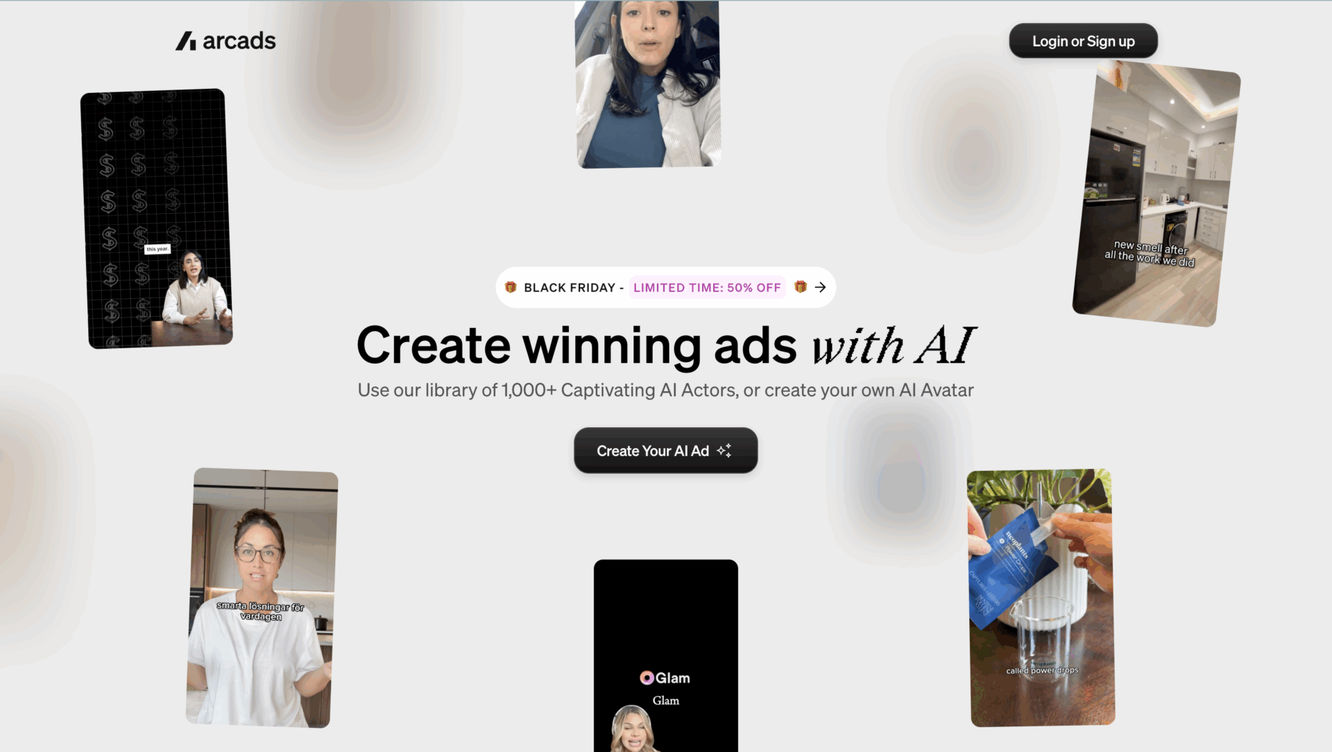 Homepage Arcads AI